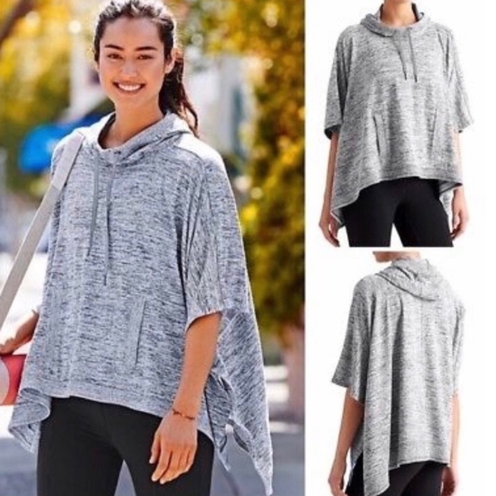 Athleta Blissful Hooded Poncho Oversized Heathered Gray size S